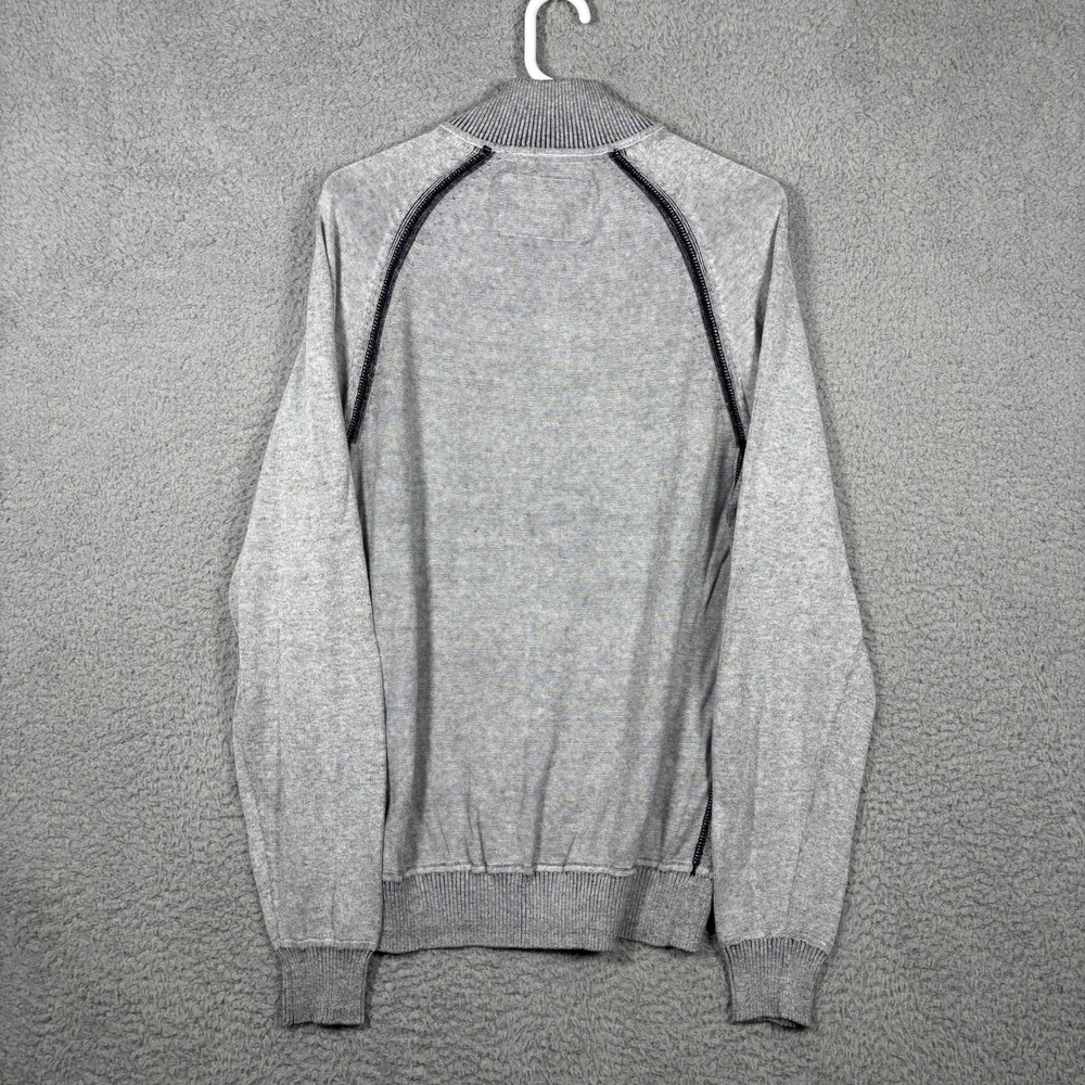 BKE Quarter Zip Sweater Mens L Gray Standard Fit Cotton Mock Neck Ribbed Trim - Picture 5 of 8